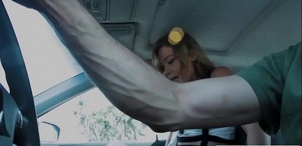  Slut passenger rides the drivers cock